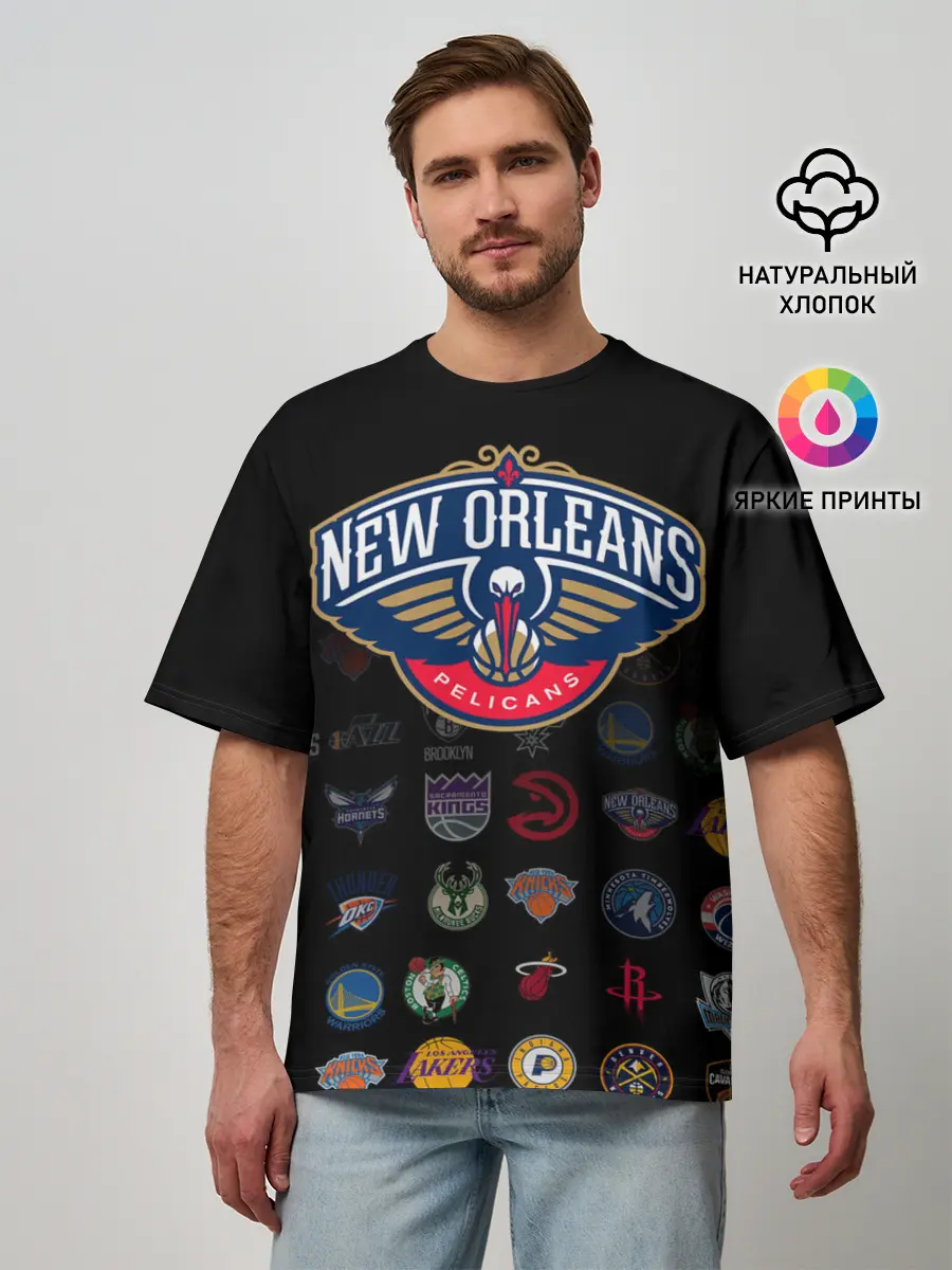 Мужская футболка оверсайз / New Orleans Pelicans