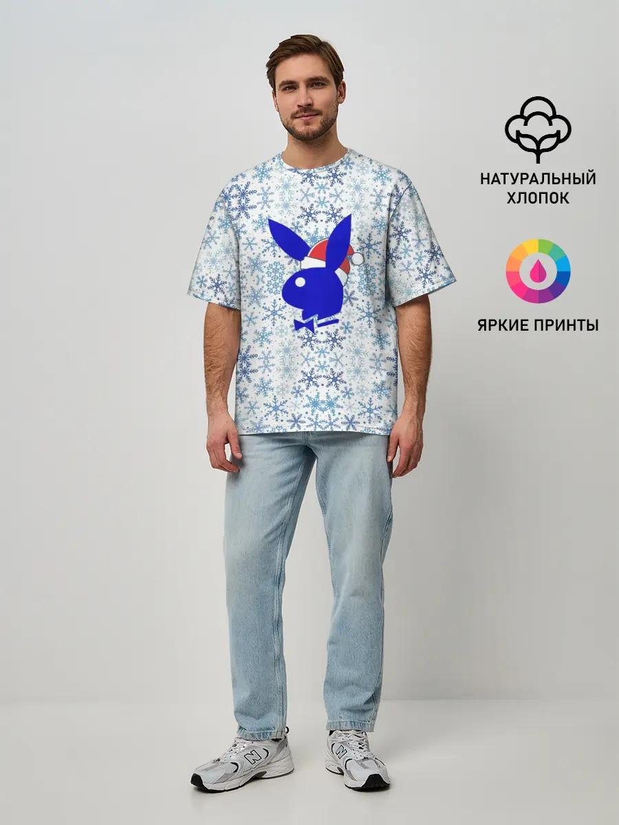 Мужская футболка оверсайз / PLAYBOY - NEW YEAR