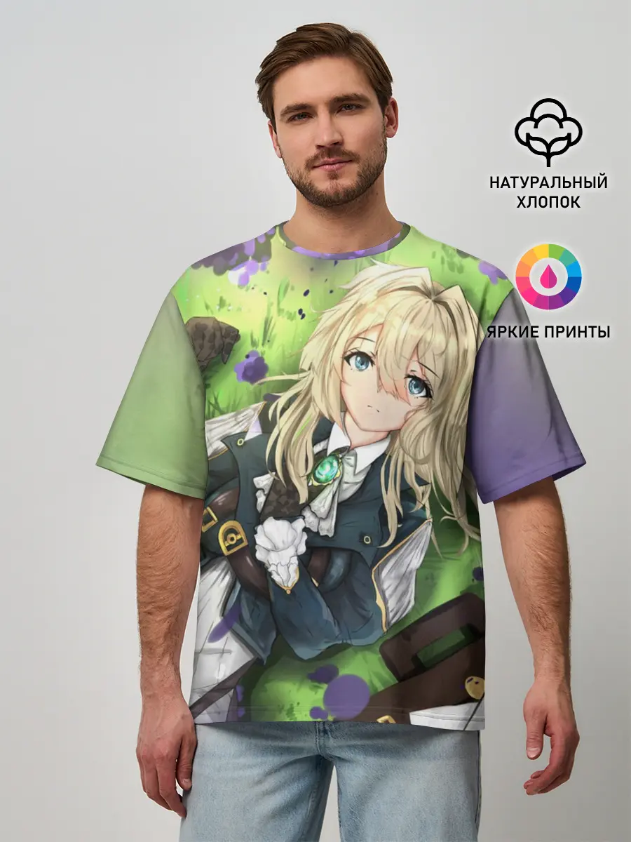 Мужская футболка оверсайз / Violet Evergarden