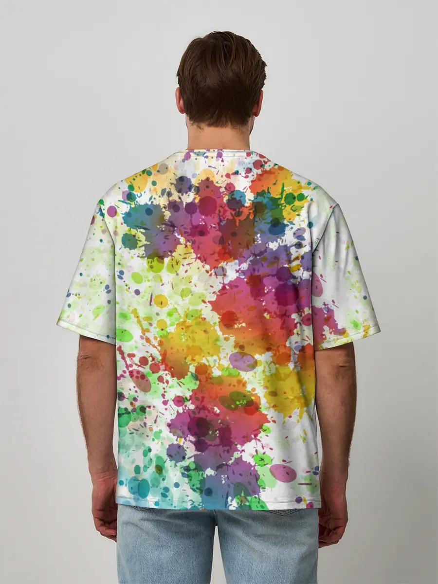 Мужская футболка оверсайз / Красно-жёлтые пятна