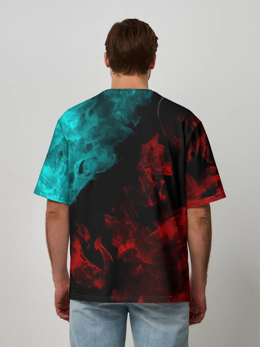 Мужская футболка оверсайз / НЕОНОВЫЙ ОГОНЬ