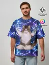 Мужская футболка оверсайз / Грозовой Котик
