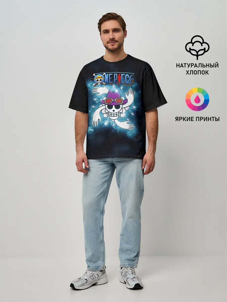 Мужская футболка оверсайз / Веселый Роджер Робин One Piece