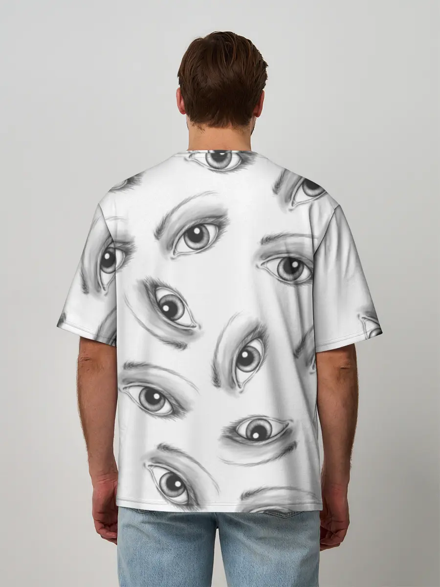 Мужская футболка оверсайз / глаза