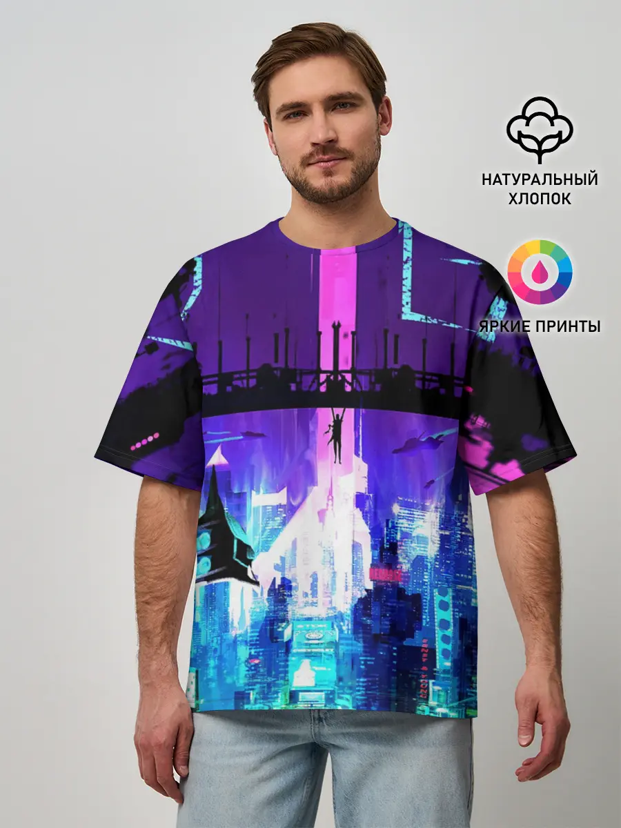 Мужская футболка оверсайз / CYBERPUNK