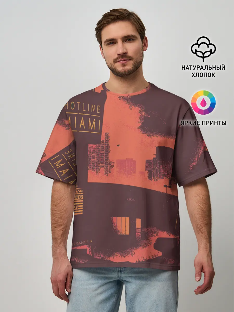 Мужская футболка оверсайз / Hotline miami