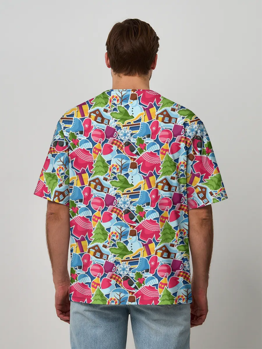 Мужская футболка оверсайз / С Рождеством и Новым Годом!