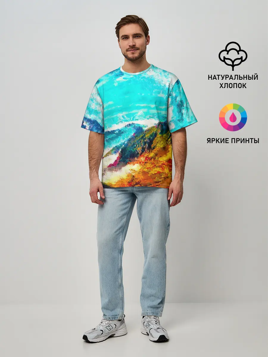 Мужская футболка оверсайз / Японские горы