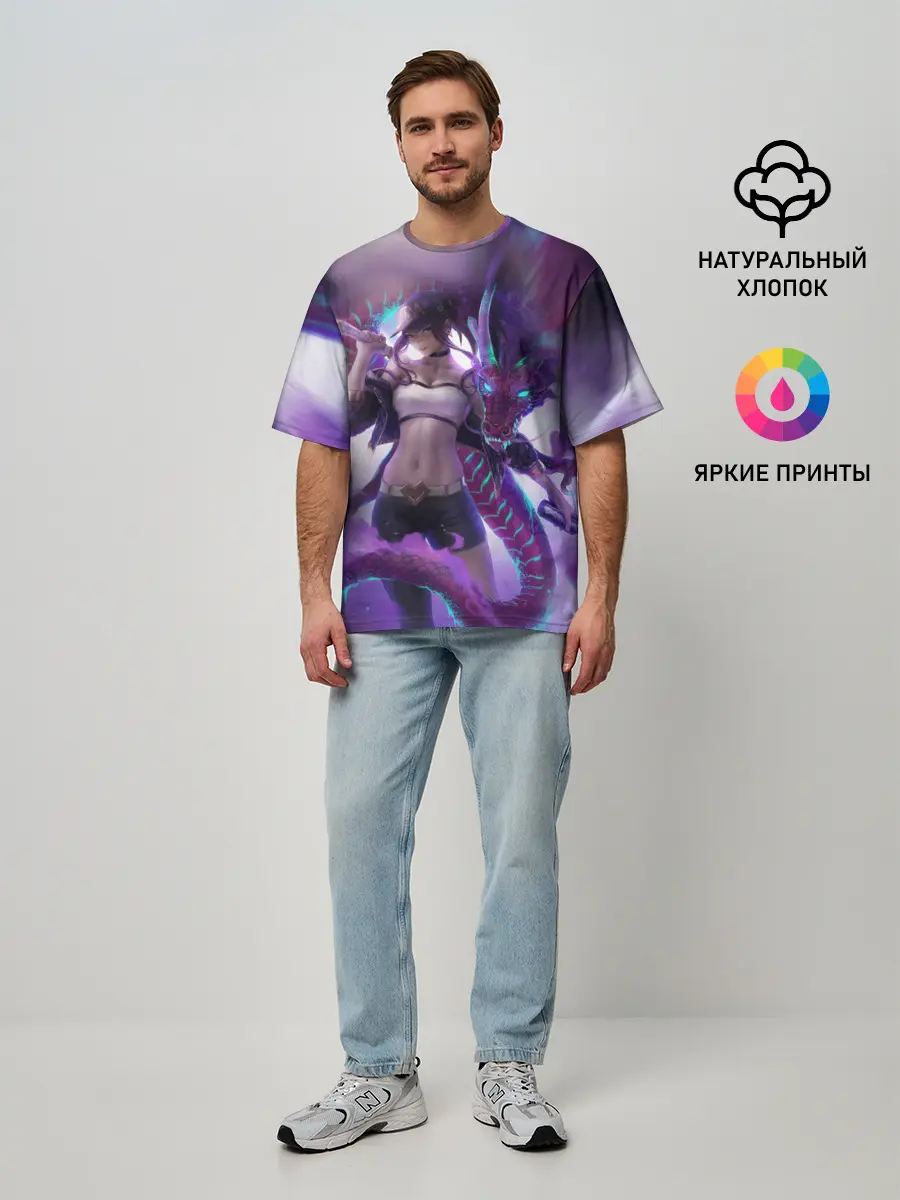 Мужская футболка оверсайз / LEAGUE OF LEGENDS AKALI / ЛИГА ЛЕГЕНД АКАЛИ