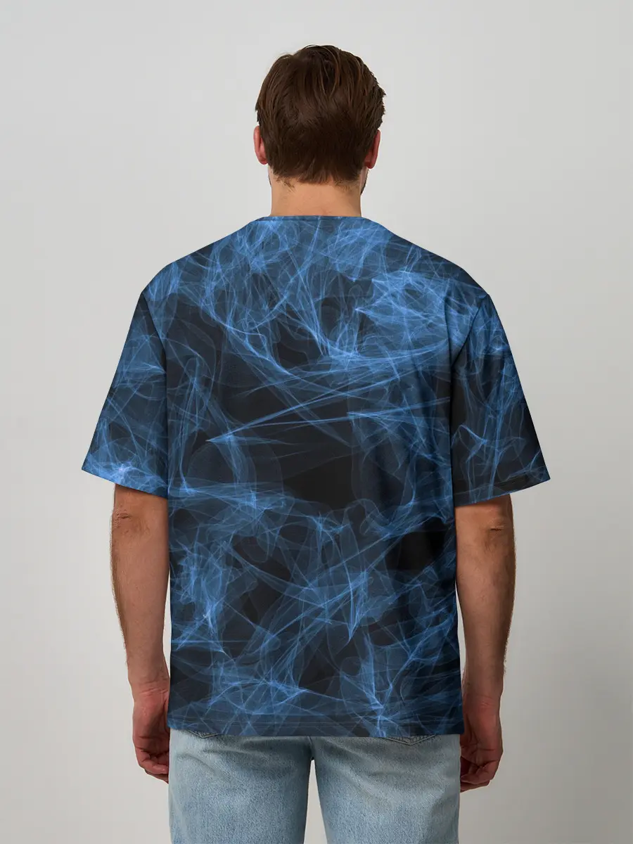 Мужская футболка оверсайз / Синяя паутина