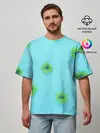 Мужская футболка оверсайз / Зеленые Цветочки