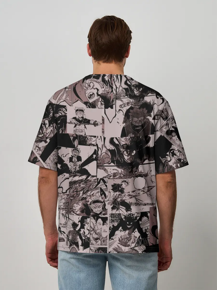 Мужская футболка оверсайз / ASTA manga monochrome pages