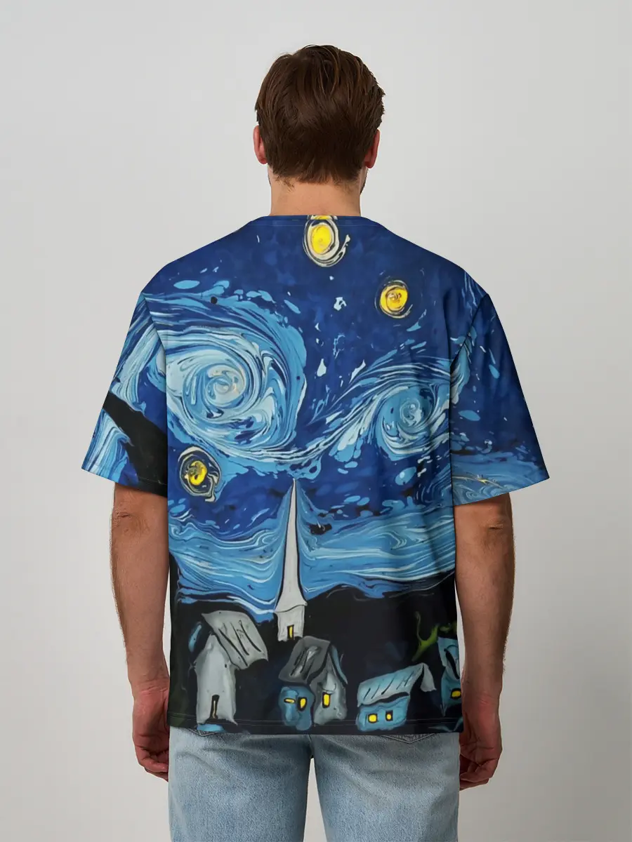 Мужская футболка оверсайз / ЗВЁЗДНАЯ НОЧЬ ВАНГОГ