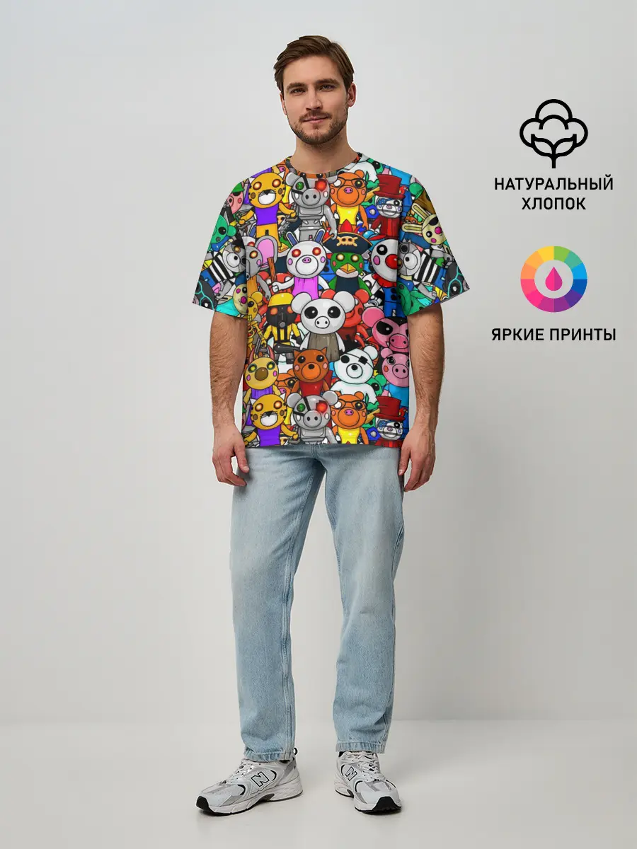 Мужская футболка оверсайз / ROBLOX PIGGY