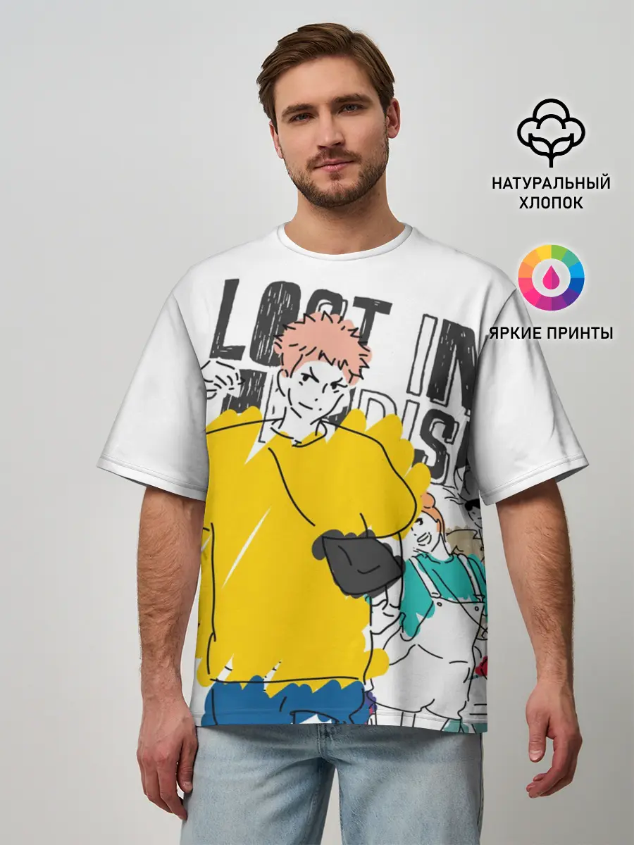 Мужская футболка оверсайз / Итадори Юдзи - Jujutsu Kaisen