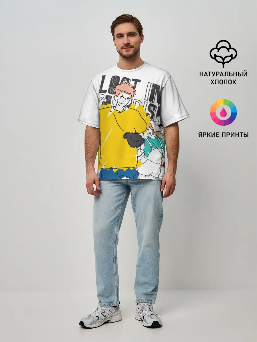 Мужская футболка оверсайз / Итадори Юдзи - Jujutsu Kaisen