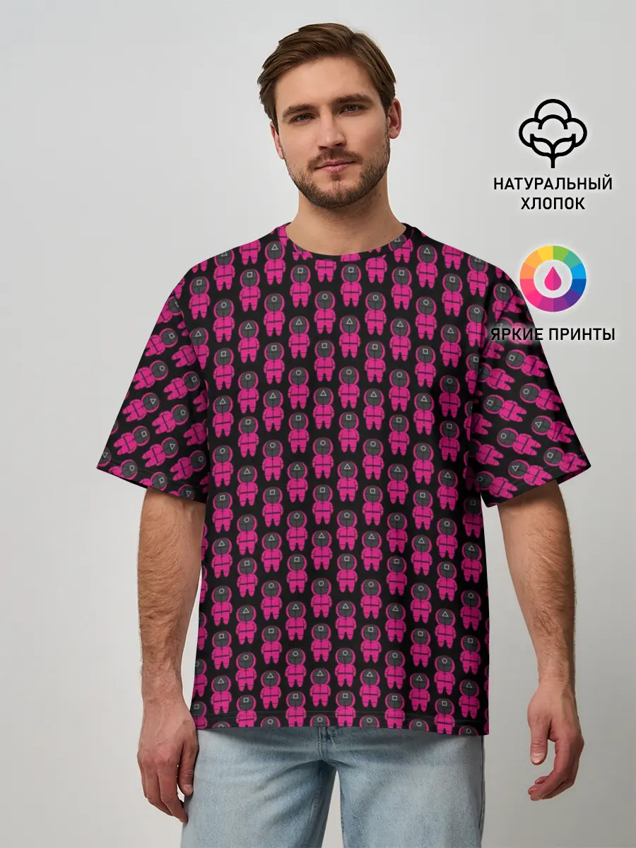 Мужская футболка оверсайз / СТРАЖИ | SQUID GAME