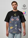 Мужская футболка оверсайз / КОСМИЧЕСКИЙ КОТ
