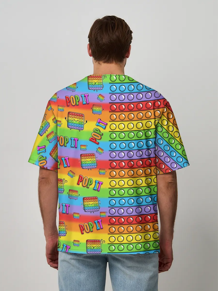 Мужская футболка оверсайз / POP IT СМАЙЛЫ
