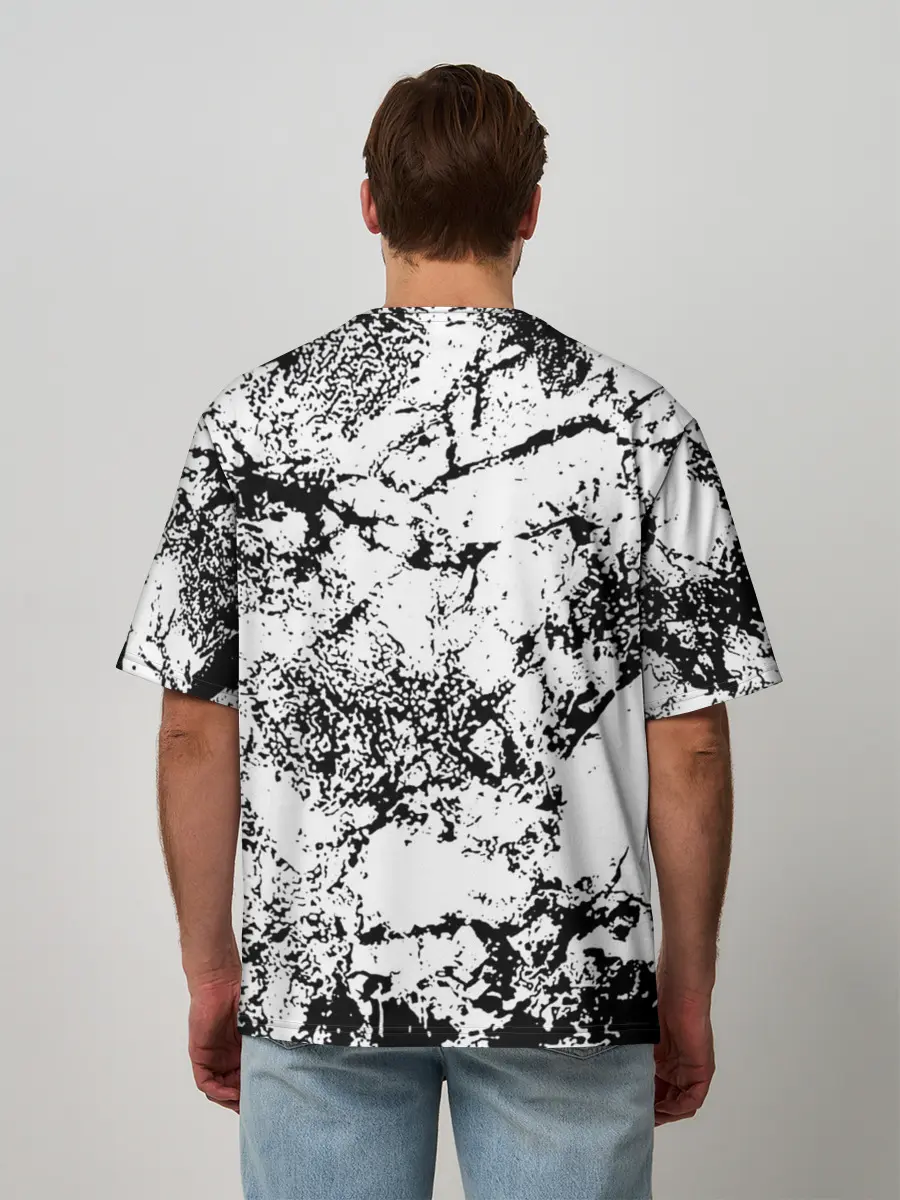 Мужская футболка оверсайз / Эффект линогравюры