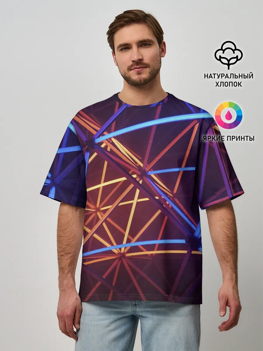 Мужская футболка оверсайз / Линии