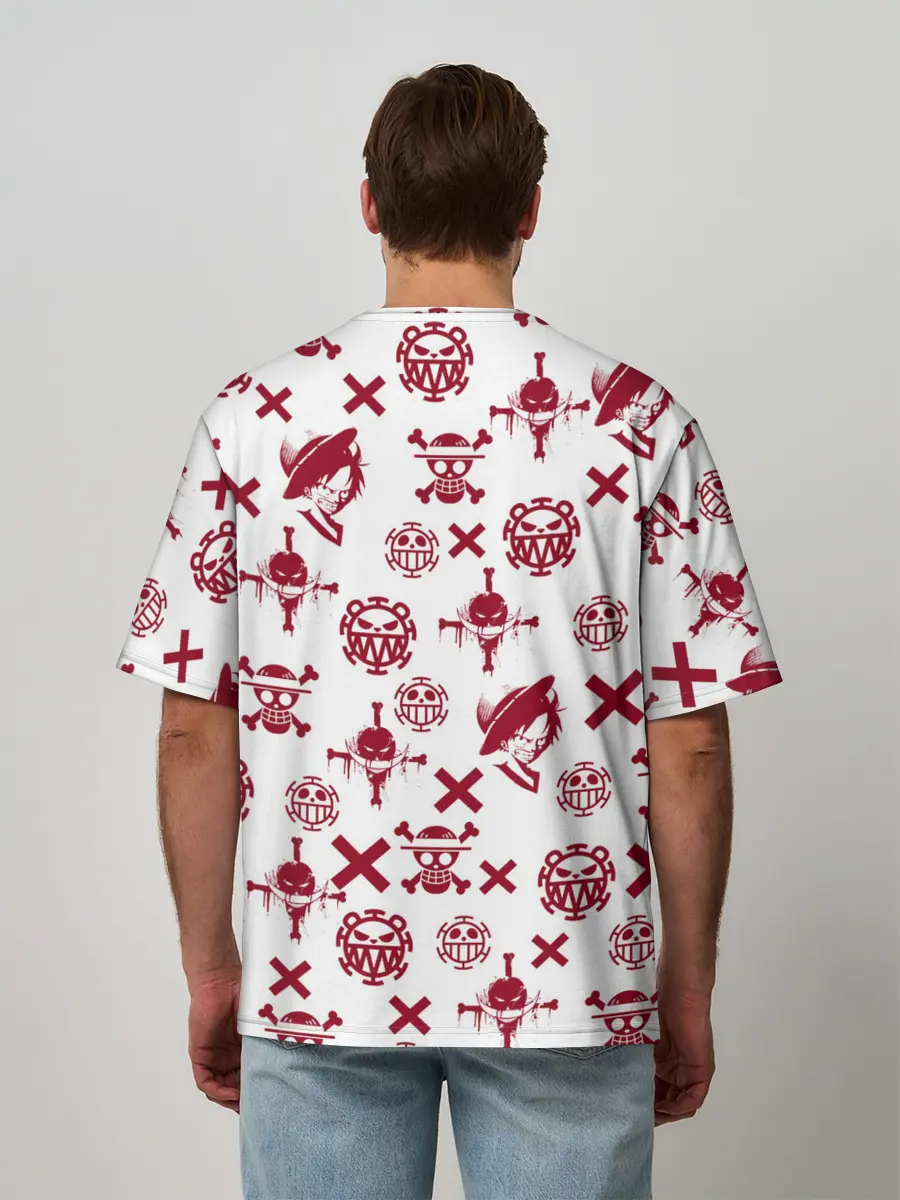 Мужская футболка оверсайз / Манки Д. Луффи | пиратские знаки One Piece