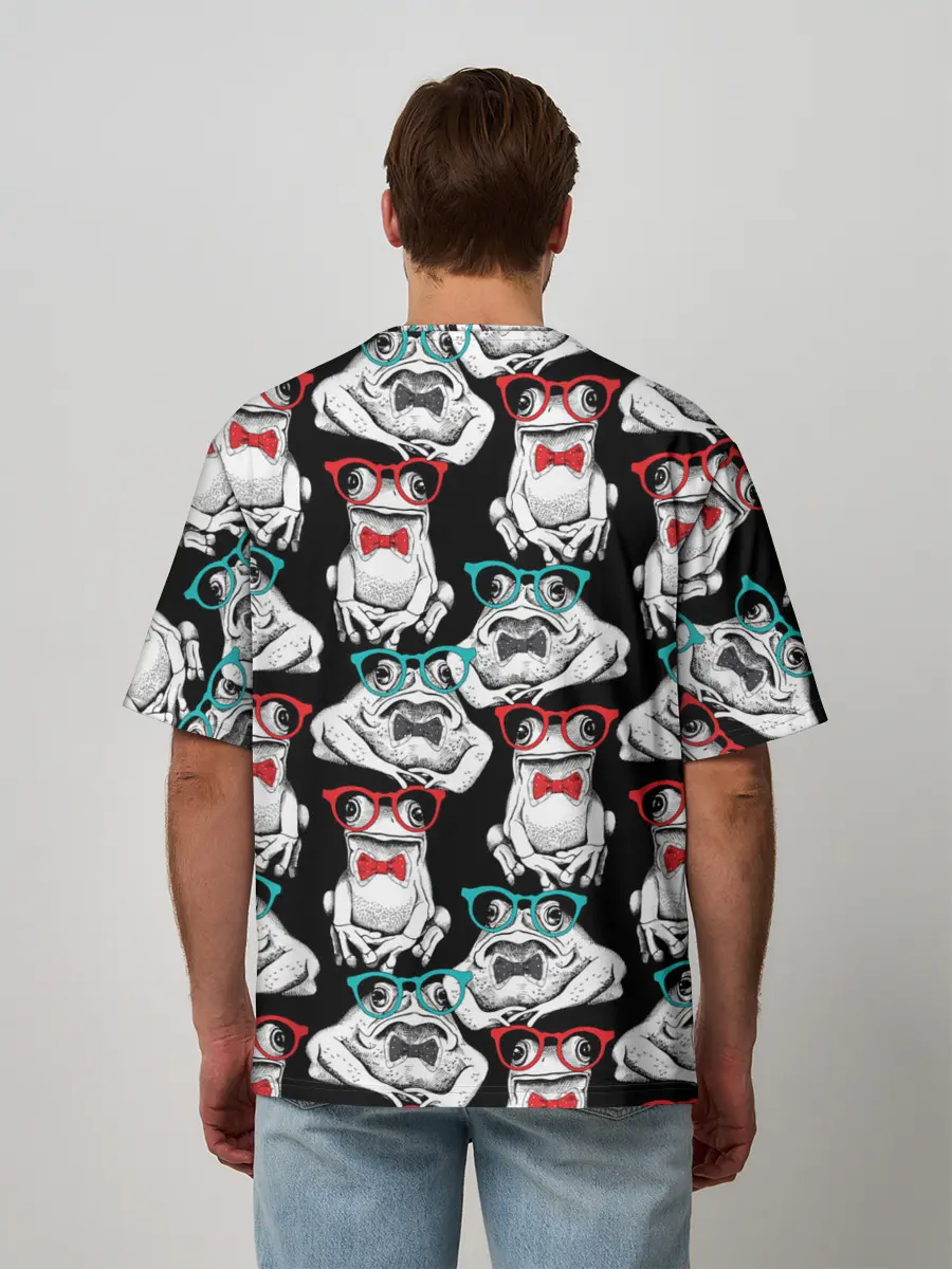 Мужская футболка оверсайз / Лягушки в очках