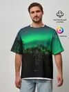 Мужская футболка оверсайз / Северное сияние