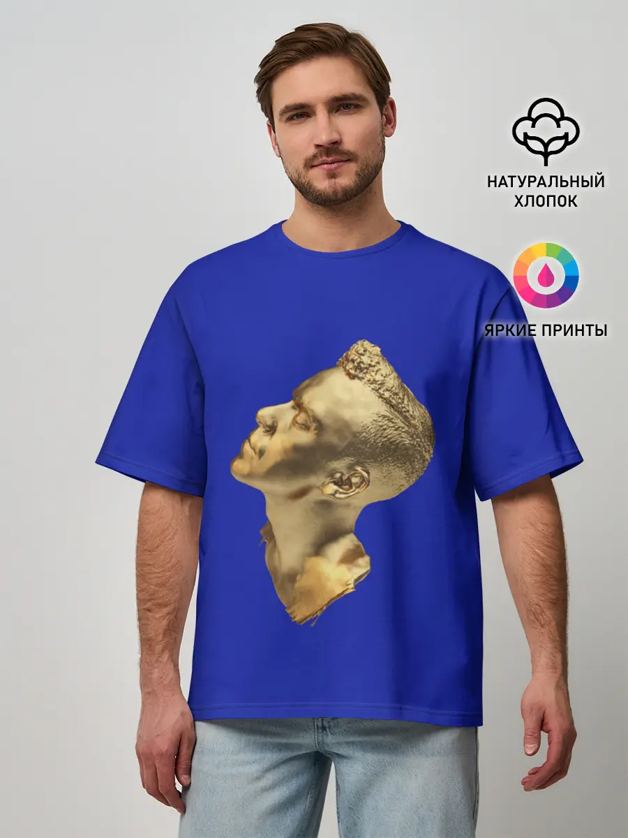 Мужская футболка оверсайз / Черно белая Голова