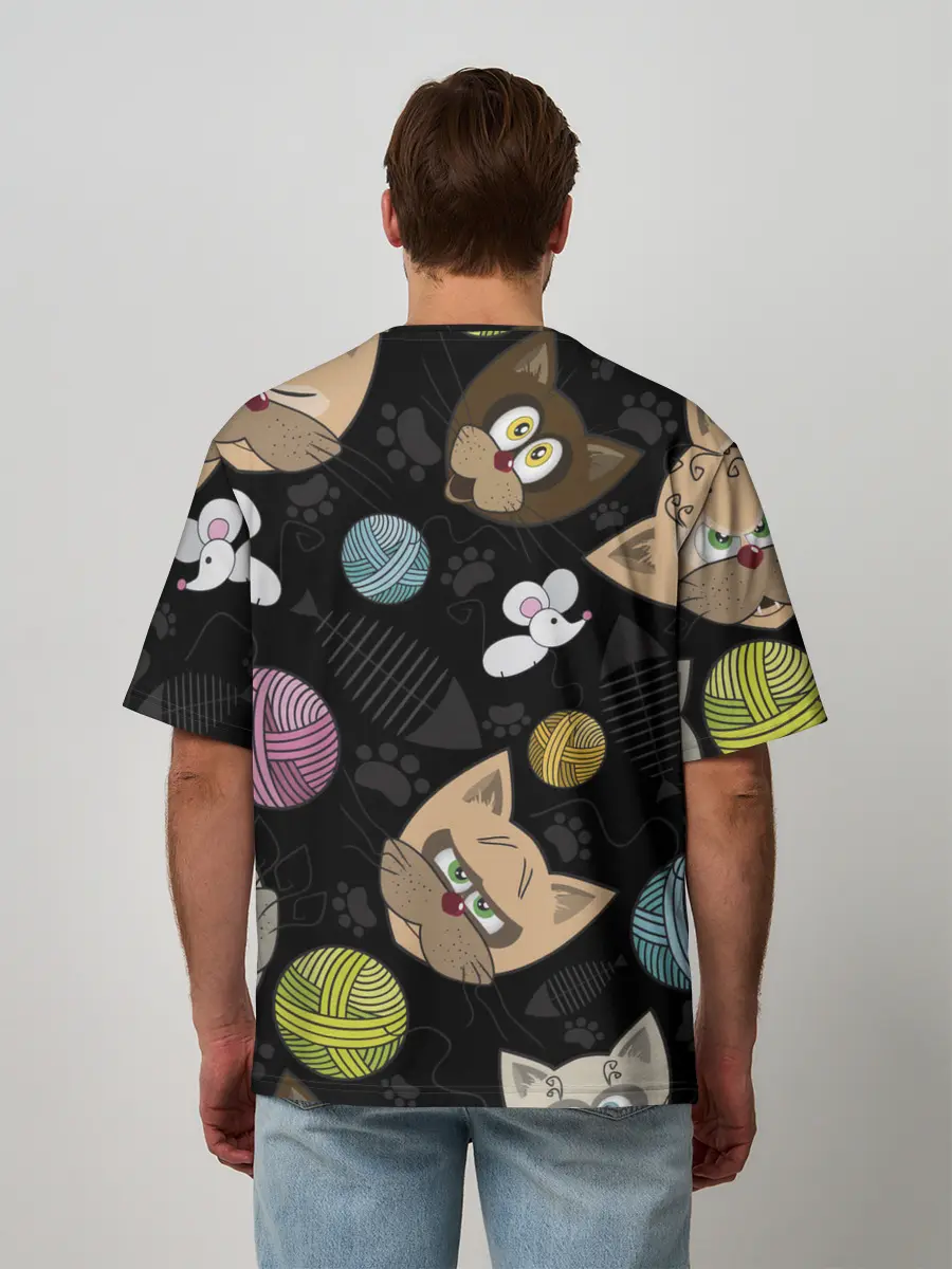 Мужская футболка оверсайз / Злой кот.