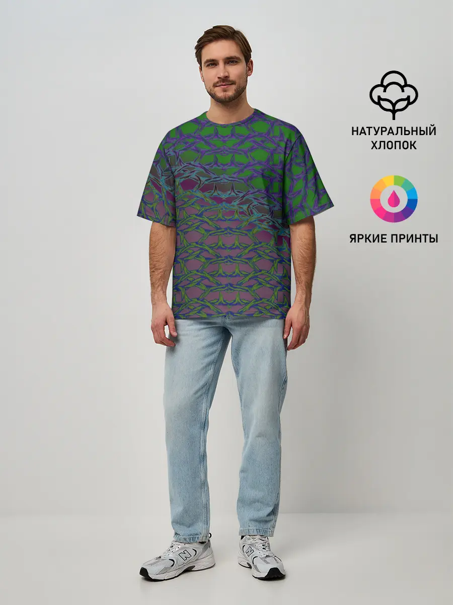 Мужская футболка оверсайз / Колючая проволока