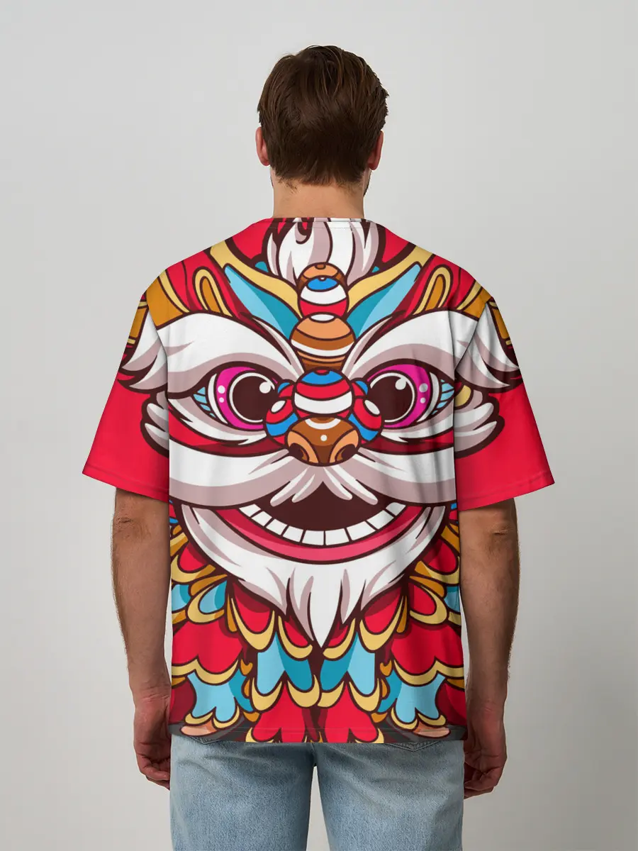 Мужская футболка оверсайз / Морда Азиатского Льва