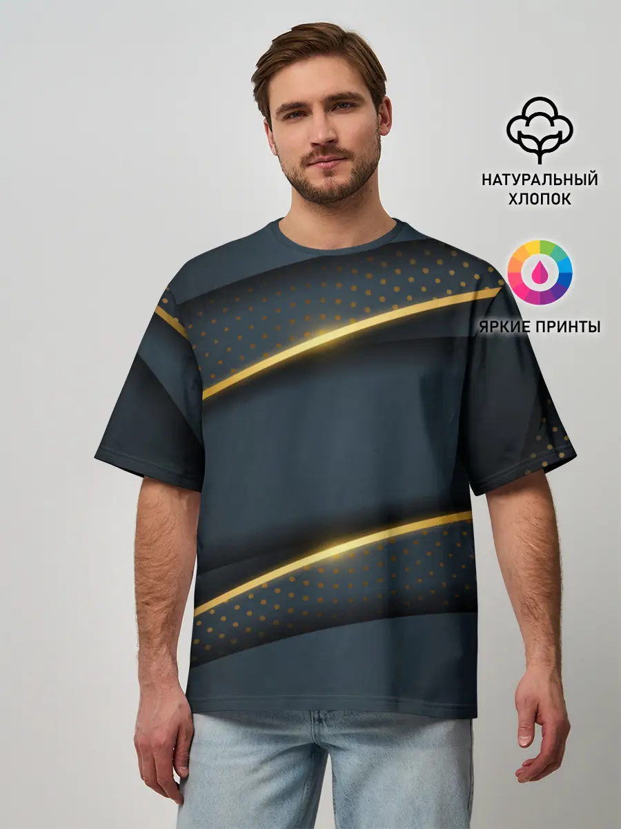 Мужская футболка оверсайз / 3D luxury gold