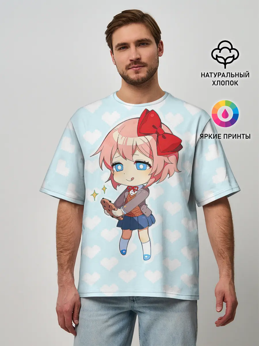 Мужская футболка оверсайз / Chibi Sayori