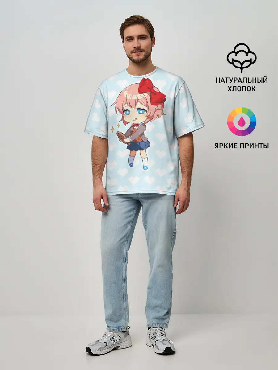 Мужская футболка оверсайз / Chibi Sayori
