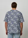 Мужская футболка оверсайз / Ромашки на сером паттерн