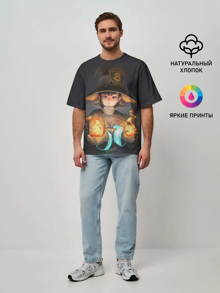 Мужская футболка оверсайз / enenno shouboutai Fire Force