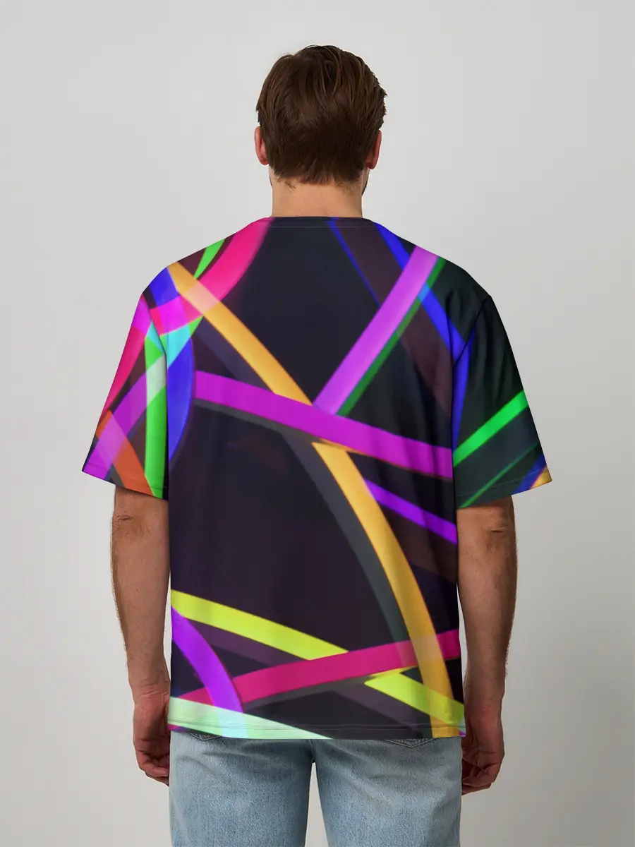Мужская футболка оверсайз / Светящиеся полосы