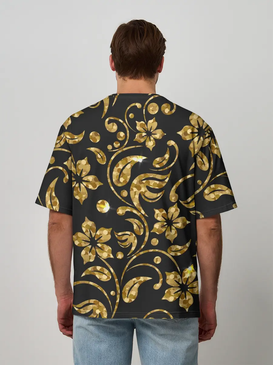Мужская футболка оверсайз / Золотой Орнамент