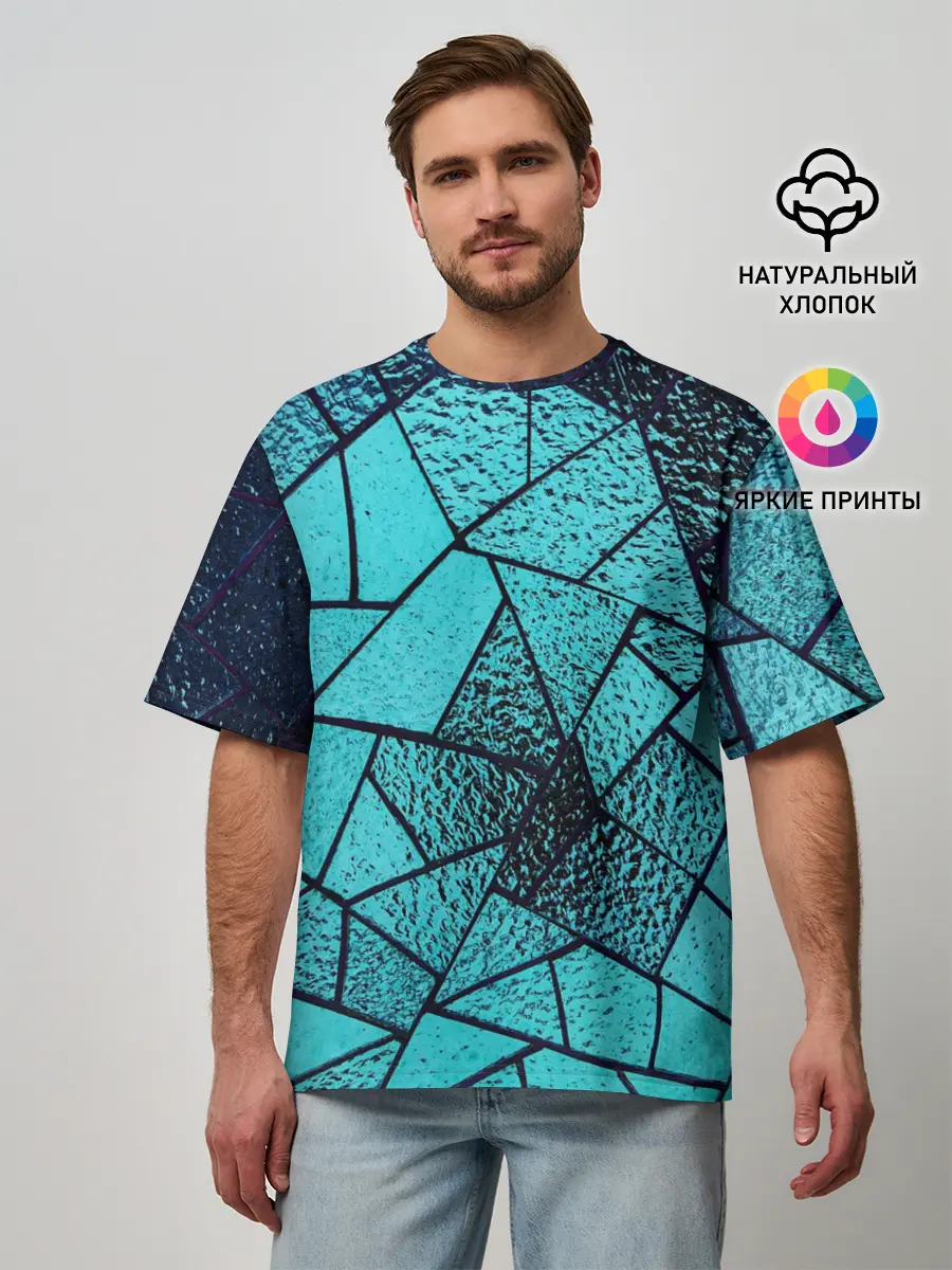 Мужская футболка оверсайз / НЕОНОВЫЙ ВИТРАЖ