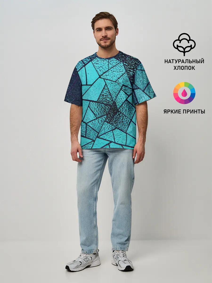 Мужская футболка оверсайз / НЕОНОВЫЙ ВИТРАЖ