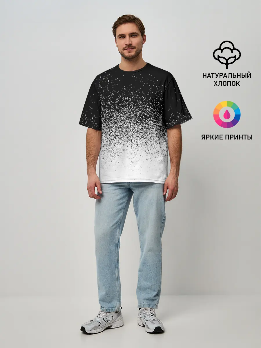 Мужская футболка оверсайз / BLACK AND WHITE ABSTRACTION