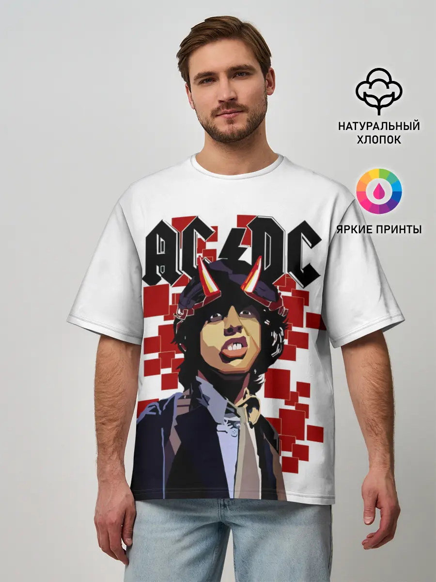 Мужская футболка оверсайз / AC/DC Ангус Янг