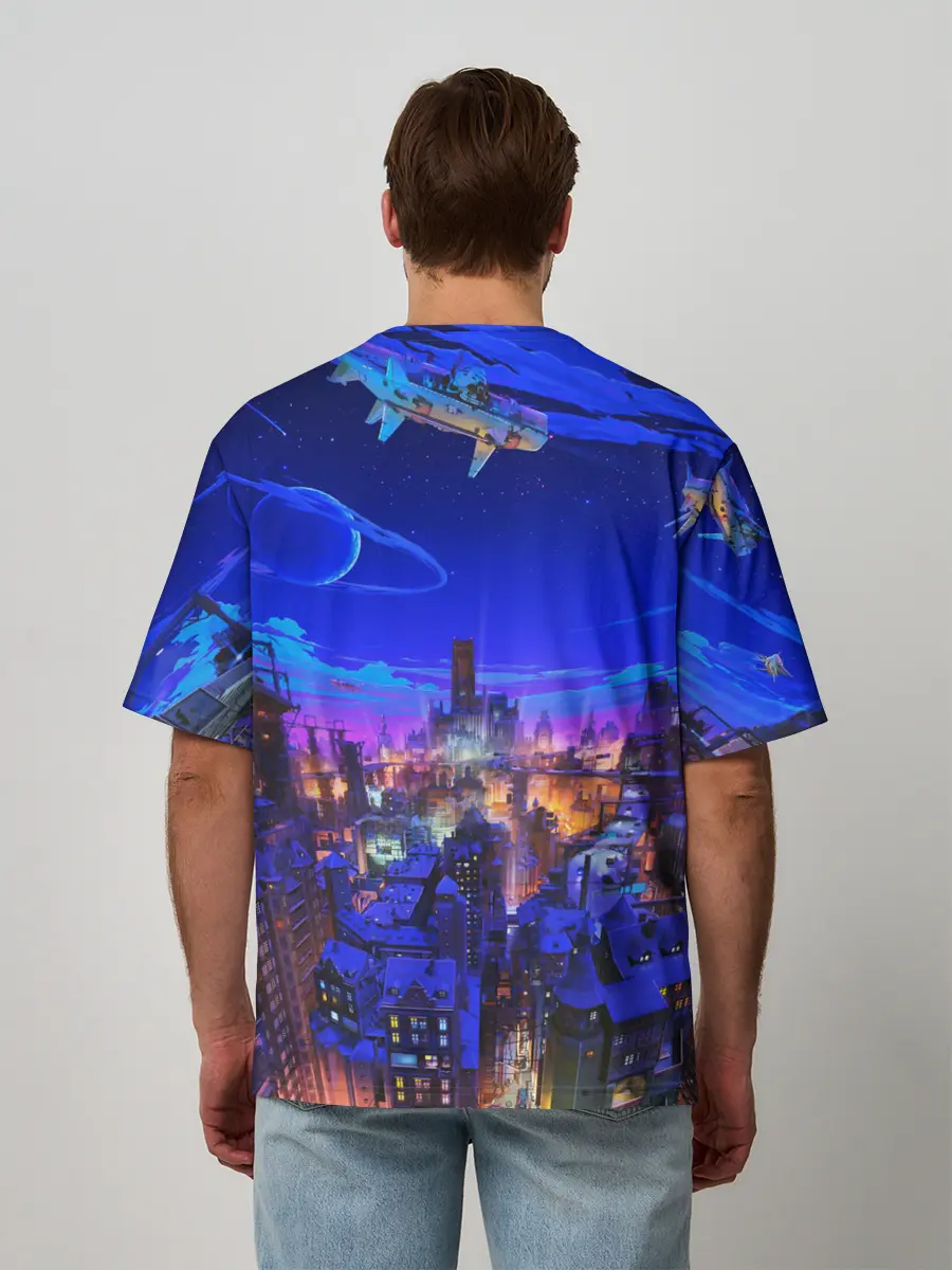 Мужская футболка оверсайз / Сказочный город