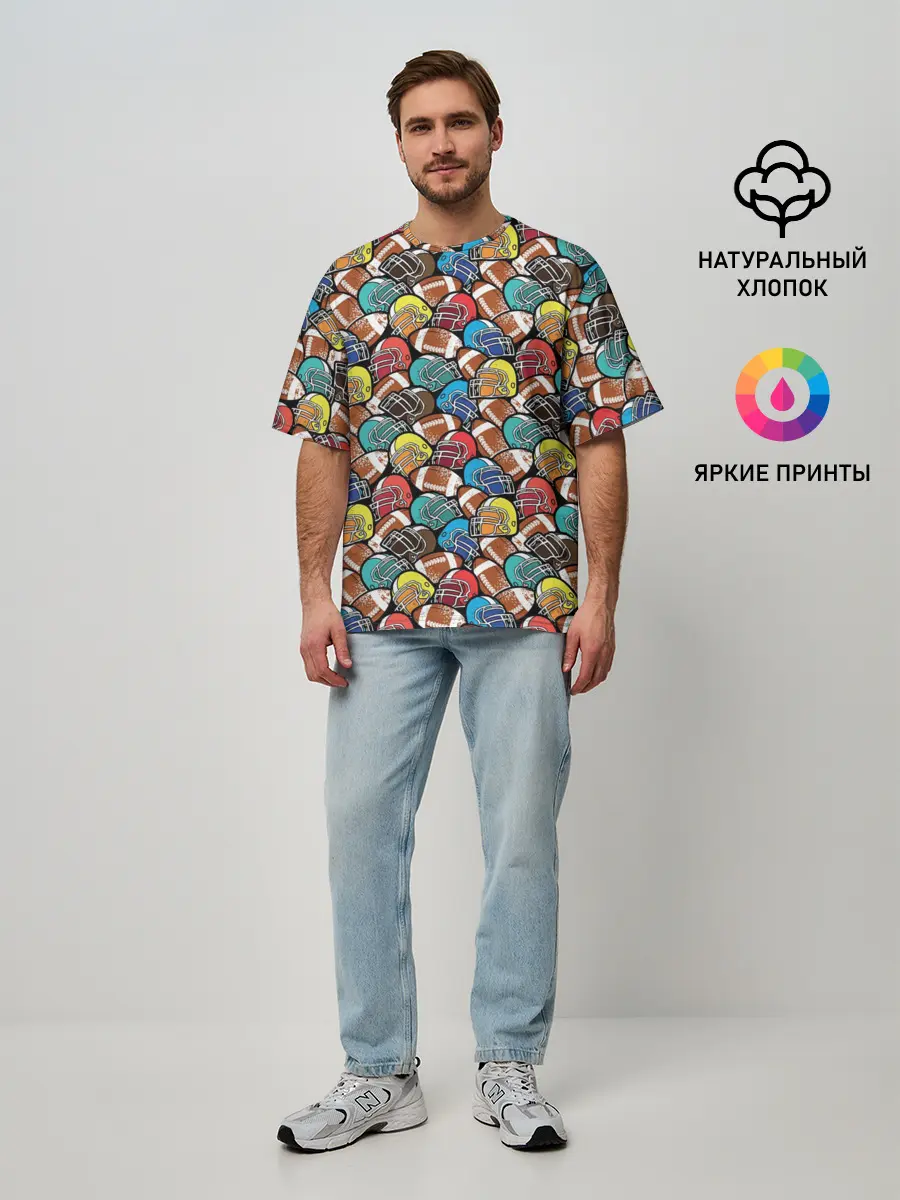 Мужская футболка оверсайз / Американский Футбол