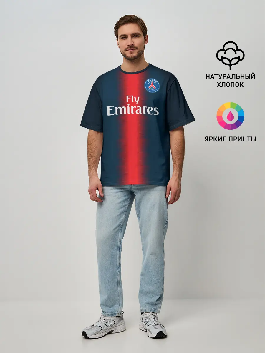 Мужская футболка оверсайз / PSG Форма Новая Home 18/19