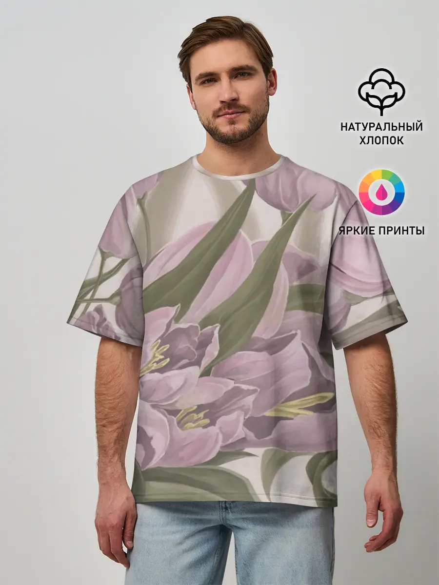 Мужская футболка оверсайз / Сахарный розовый