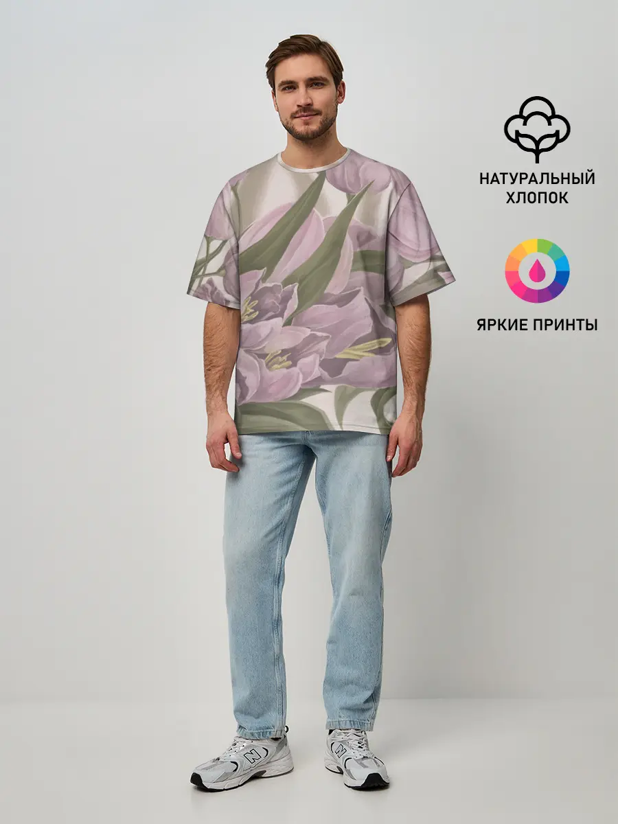 Мужская футболка оверсайз / Сахарный розовый