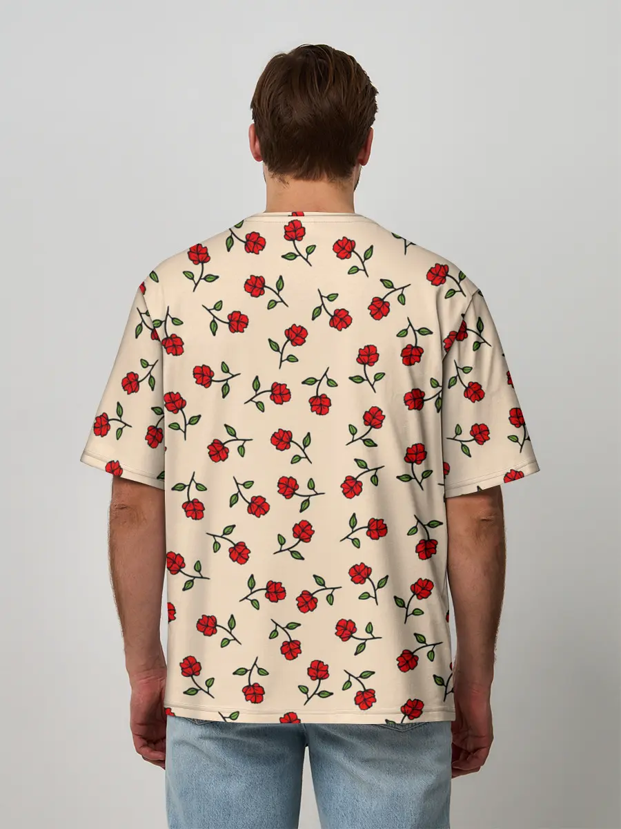 Мужская футболка оверсайз / Прованс из роз