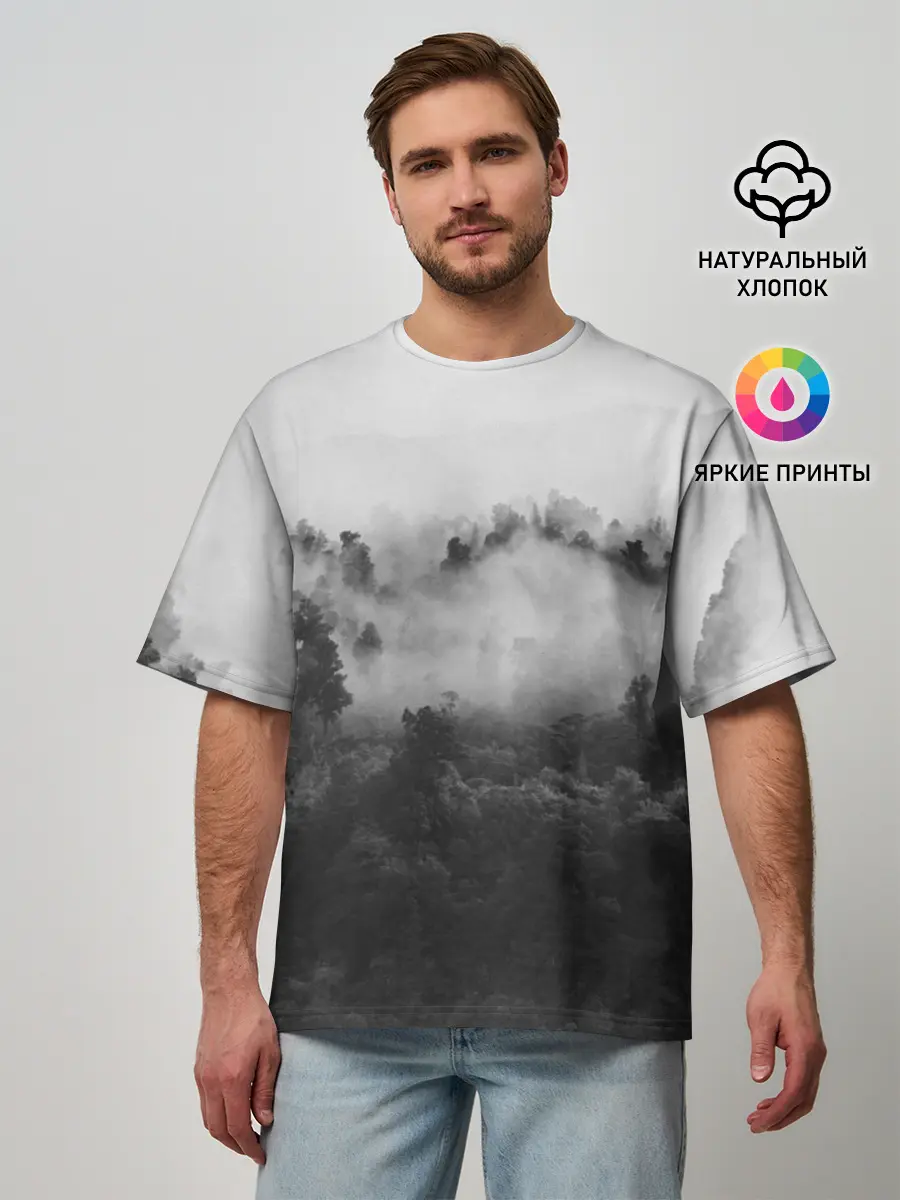 Мужская футболка оверсайз / Лес